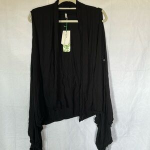 NWT  VIGORELLA black bamboo versatile draped vest with side buttons. Size M/L.